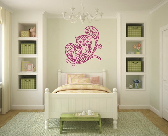 Wall Decals Owl Branch Decal Vinyl Sticker Art Home Decor Mural Bathroom Kitchen Bedroom Eg58 - image 1