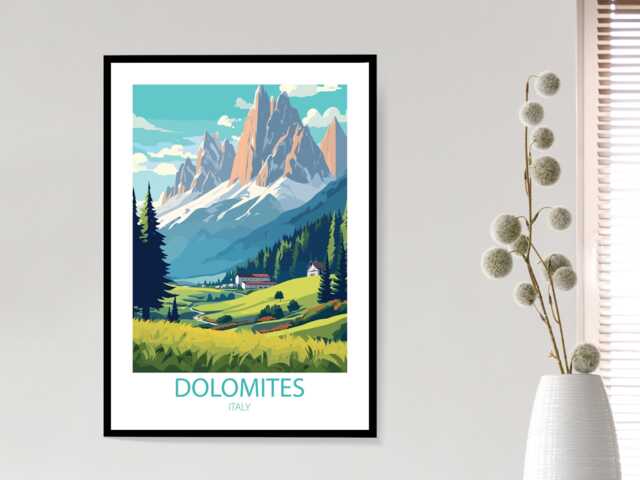 Dolomites - Abstract Art Mountain Range Wall Print Gift Idea Bespoke Poster A5 A4 A3 Framed Or Unframed - image 1