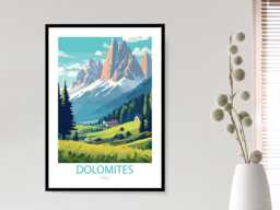 Dolomites - Abstract Art Mountain Range Wall Print Gift Idea Bespoke Poster A5 A4 A3 Framed Or Unframed - thumbnail 1