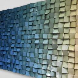 Blue Wood Wall Art - Living Room Decor Wooden Mosaic Sound Diffuser - thumbnail 4