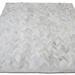 Gray Chevron Patchwork Cowhide Rug - thumbnail 3