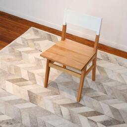 Gray Chevron Patchwork Cowhide Rug - thumbnail 4