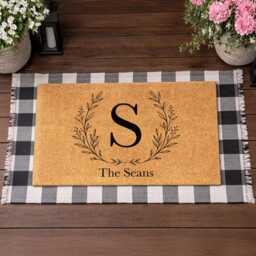 Personalised Initial Doormat - Letter Laurel Wreath - Custom Monogram Coir Mat Housewarming Gift - thumbnail 3