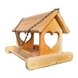 Large Hanging Heart Fly Through Platform Bird Or Squirrel Feeder Cedar Wood - thumbnail 2