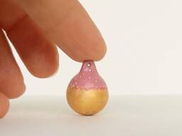 Handmade Polymer Clay Christmas Ornament, Pink & Gold Bauble
