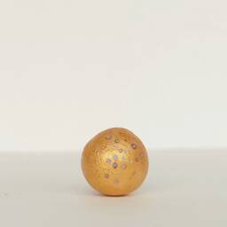 Handmade Polymer Clay Christmas Ornament, Pink & Gold Bauble - thumbnail 4