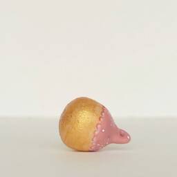Handmade Polymer Clay Christmas Ornament, Pink & Gold Bauble - thumbnail 2