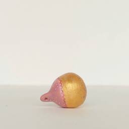 Handmade Polymer Clay Christmas Ornament, Pink & Gold Bauble - thumbnail 3