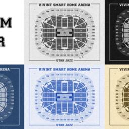 Vintage Vivint Arena Seating Chart Print Utah Jazz Art - thumbnail 3