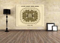 Vintage Vivint Arena Seating Chart Print Utah Jazz Art - thumbnail 1