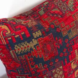 Dark Red Chenille Kilim Pillow Cover Turkish Oriental Cushion - 16x16 In - thumbnail 2