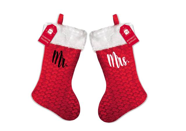 Mr & Mrs , His & Hers Christmas Xmas Stocking Set Matching Twinning Present Gift Couples Christmas Decor