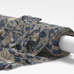 Custom Made William Morris Pimpernel Navy Blackout Lining Curtains 3 - thumbnail 2