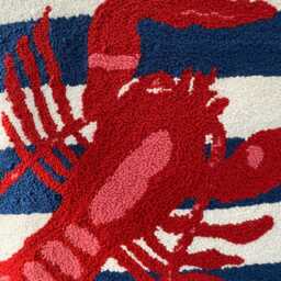 Coastal Lobster Tufted Pillow Cover Navy Nautical Decor - thumbnail 2