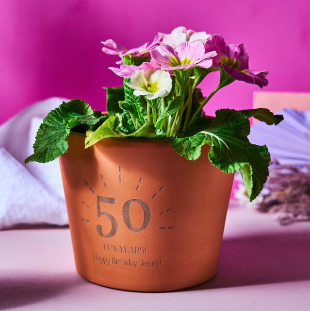 Personalized Milestone Birthday Terracotta Plant Pot, Engraved Number - image 1