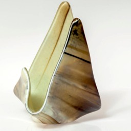 Fused Glass Votive, Candle Holder, Ivory & Brown Hostess Gift, Wedding - thumbnail 3