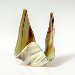 Fused Glass Votive, Candle Holder, Ivory & Brown Hostess Gift, Wedding - thumbnail 2