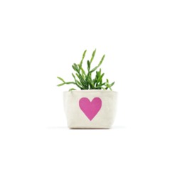Heart Canvas Mini Planter For Succulents & Cacti, Magenta Blockprint On Cotton - thumbnail 1