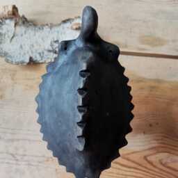 Bronze Age Bird Rattle - Handmade Archaeological Replica Ancient Ceramic Sound Instrument Black Pottery - thumbnail 3