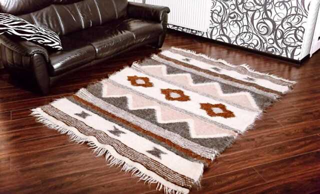 Handmade Wool Area Rug Carpathian Woven Kilim, Soft Natural Rug - image 1