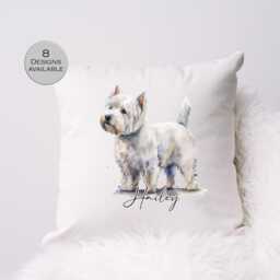 Watercolour West Highland Terrier Cushion - The Perfect Westie Lover Gift - thumbnail 2
