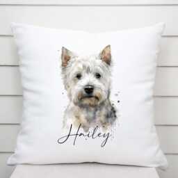 Watercolour West Highland Terrier Cushion - The Perfect Westie Lover Gift - thumbnail 3