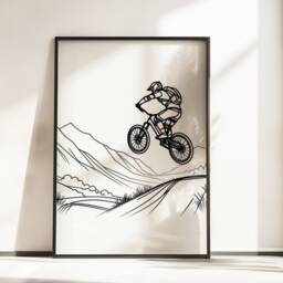 Mountain Bike Gifts - Set Of 3 Posters - Biker Wall Art Line Drawing Decor Gift Cycling Artwork Boys Cyclist Bedroom Prints Biking - thumbnail 3