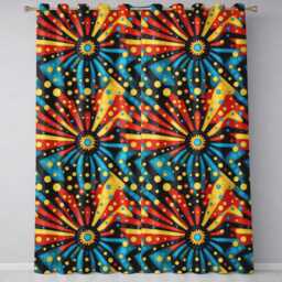 Abstract Psychedelic Radial Burst Bright Color Dots Seamless Pattern Readymade Eyelet Ring Top Thermal 100% Blackout Curtains - thumbnail 2
