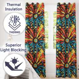 Abstract Psychedelic Radial Burst Bright Color Dots Seamless Pattern Readymade Eyelet Ring Top Thermal 100% Blackout Curtains - thumbnail 3