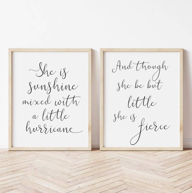 She Is Sunshine & Little But Fierce Print Set - Nursery Decor - image 1