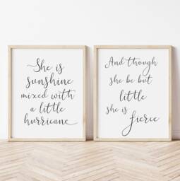 She Is Sunshine & Little But Fierce Print Set - Nursery Decor - thumbnail 1