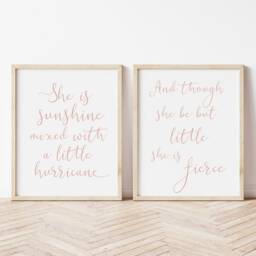 She Is Sunshine & Little But Fierce Print Set - Nursery Decor - thumbnail 3
