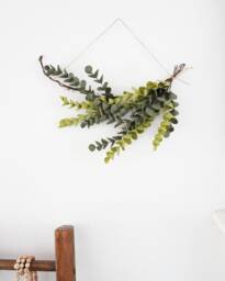 Felt Eucalyptus Wreath Nordic Holiday Wall Hanging With Tree Branch - thumbnail 1