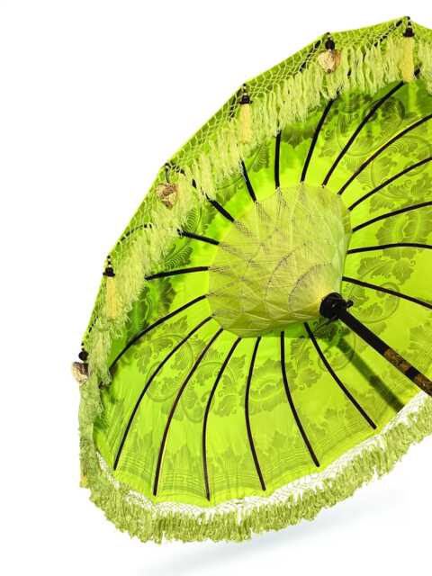 Bali Sun Parasol Lemon Yellow & Gold Large 2.5M, Hand-Made Balinese Garden With Screw Pole Joint - image 1