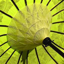 Bali Sun Parasol Lemon Yellow & Gold Large 2.5M, Hand-Made Balinese Garden With Screw Pole Joint - thumbnail 3