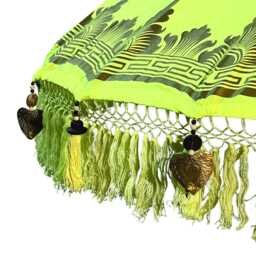 Bali Sun Parasol Lemon Yellow & Gold Large 2.5M, Hand-Made Balinese Garden With Screw Pole Joint - thumbnail 2