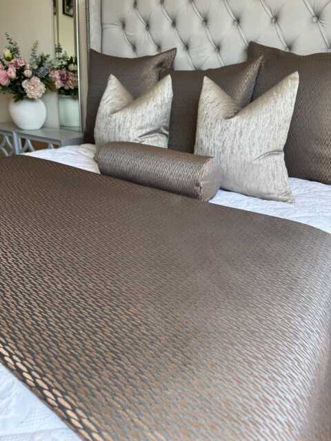 Bronze Copper Bed Runner, Comforter For Double -King Size Bed, Bedding Throw, Custom Luxury Bedroom Accessories Astrid - image 1