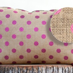 Fuchsia Pink Metallic Polka Dot Burlap Reversible Pillow Cover, Available in Pink, Gold Or Copper, Jute - Modern Rustic D??cor - thumbnail 2