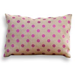 Fuchsia Pink Metallic Polka Dot Burlap Reversible Pillow Cover, Available in Pink, Gold Or Copper, Jute - Modern Rustic D??cor - thumbnail 1