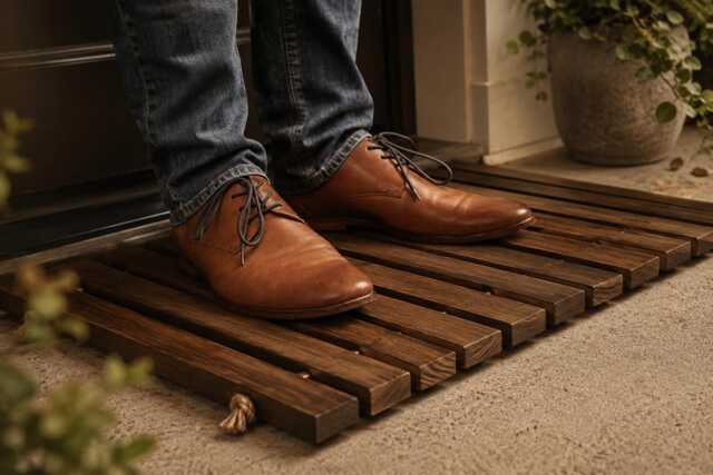 Slatted Welcome Mat - Heirloom Quality Hardwood - image 1