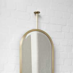 Modern Capsula??? Ceiling Suspended Pill Shape Bevelled Mirror With Brass Full Frame - thumbnail 2