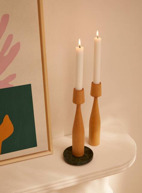 Maple Wood Candleholder Set Of 2 Albert Handturned Candlesticks For Hygge Decor. Minimalist Candle Holder Table Decor - image 1