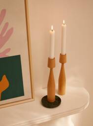 Maple Wood Candleholder Set Of 2 Albert Handturned Candlesticks For Hygge Decor. Minimalist Candle Holder Table Decor - thumbnail 1