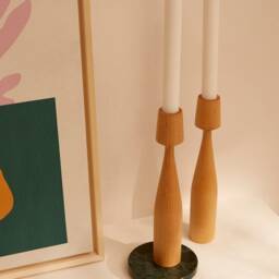 Maple Wood Candleholder Set Of 2 Albert Handturned Candlesticks For Hygge Decor. Minimalist Candle Holder Table Decor - thumbnail 3