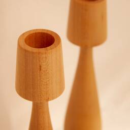 Maple Wood Candleholder Set Of 2 Albert Handturned Candlesticks For Hygge Decor. Minimalist Candle Holder Table Decor - thumbnail 2