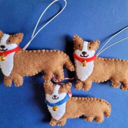 Corgi Decoration. Hanging Wool Felt Dog Decoration For Christmas Tree. Handmade Decoration, Xmas Tree Ornament - thumbnail 3
