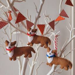 Corgi Decoration. Hanging Wool Felt Dog Decoration For Christmas Tree. Handmade Decoration, Xmas Tree Ornament - thumbnail 2