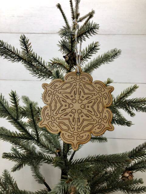 Boho Christmas Ornament, Style Wooden Decor, Natural Wood Bohemian Home Tree Holiday Decoration