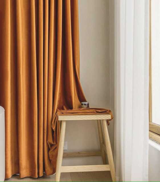 79 Colors Gv61 A Pair Of Orange Curtains , Living Room Curtains, Velvet Drapery Panels, Bedroom Custom Made - image 1