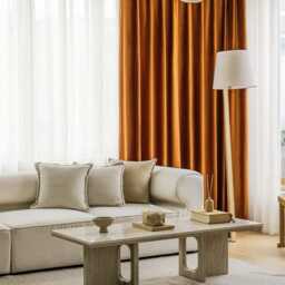 79 Colors Gv61 A Pair Of Orange Curtains , Living Room Curtains, Velvet Drapery Panels, Bedroom Custom Made - thumbnail 4